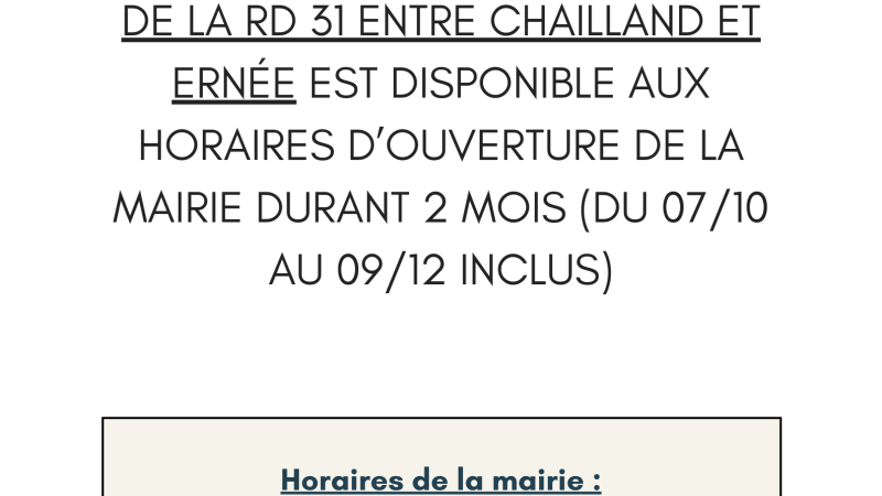 Bilan aménagement de la RD 31 Chailland/Ernée