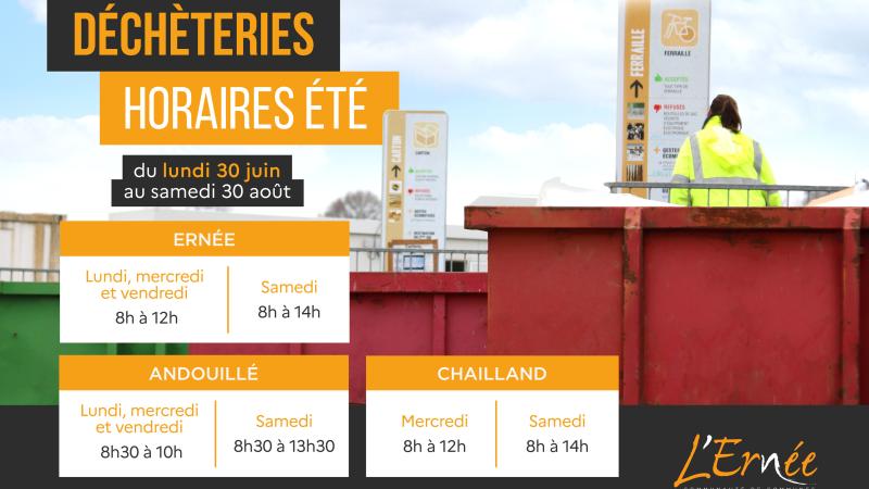 Horaires d'été déchèteries