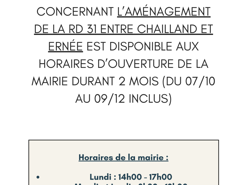 Bilan aménagement de la RD 31 Chailland/Ernée