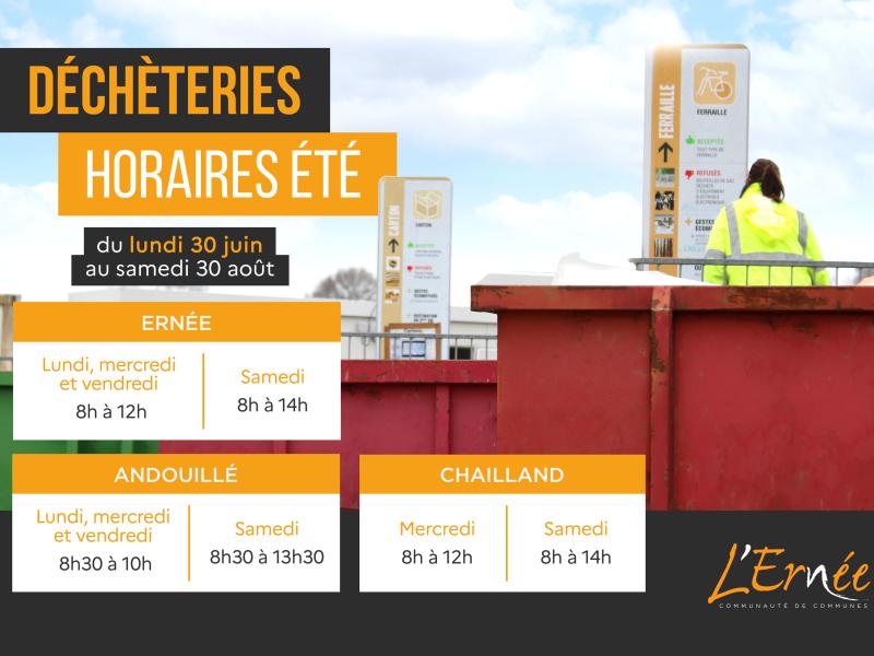 Horaires d'été déchèteries